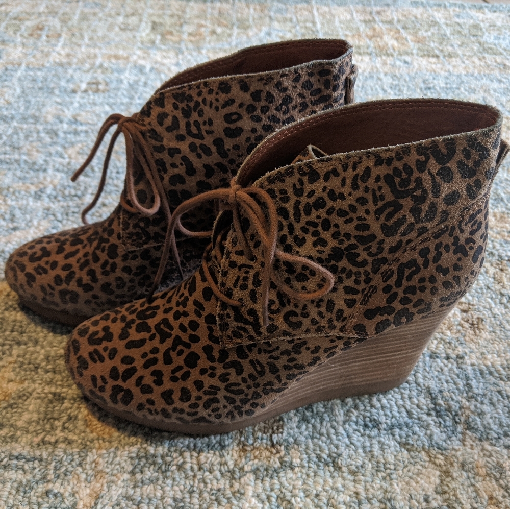 Lucky Brand Leopard Print Leather Booties